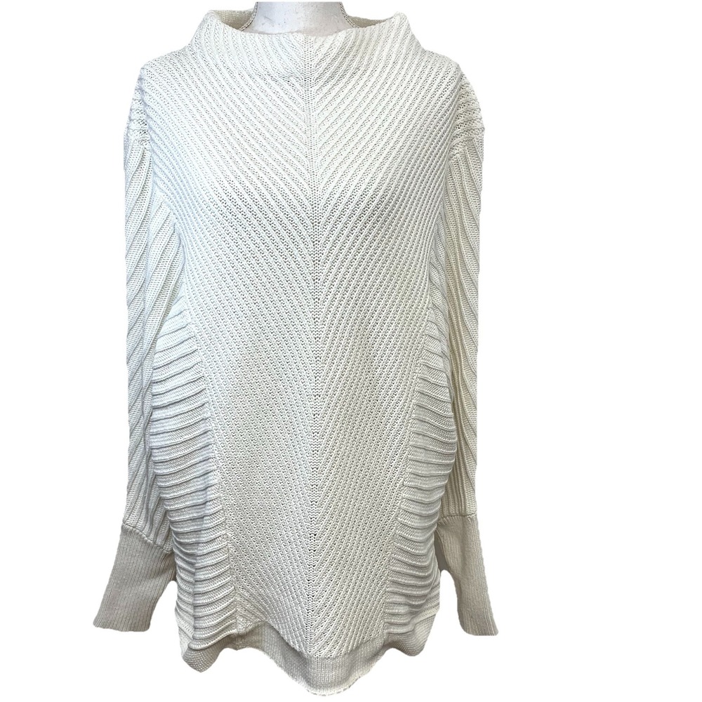 Vila Chunky Asymmetrical Sweater Woman M Off White Dolman Sleeve Oversized‎